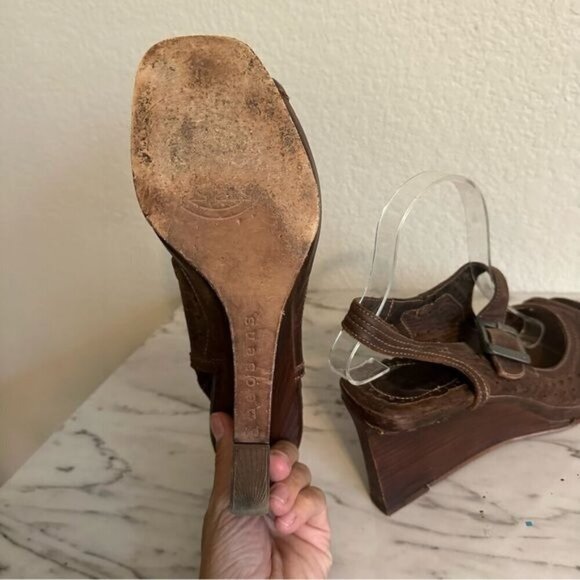 Neosens Brown Leather wedge Size 10 - Picture 7 of 11